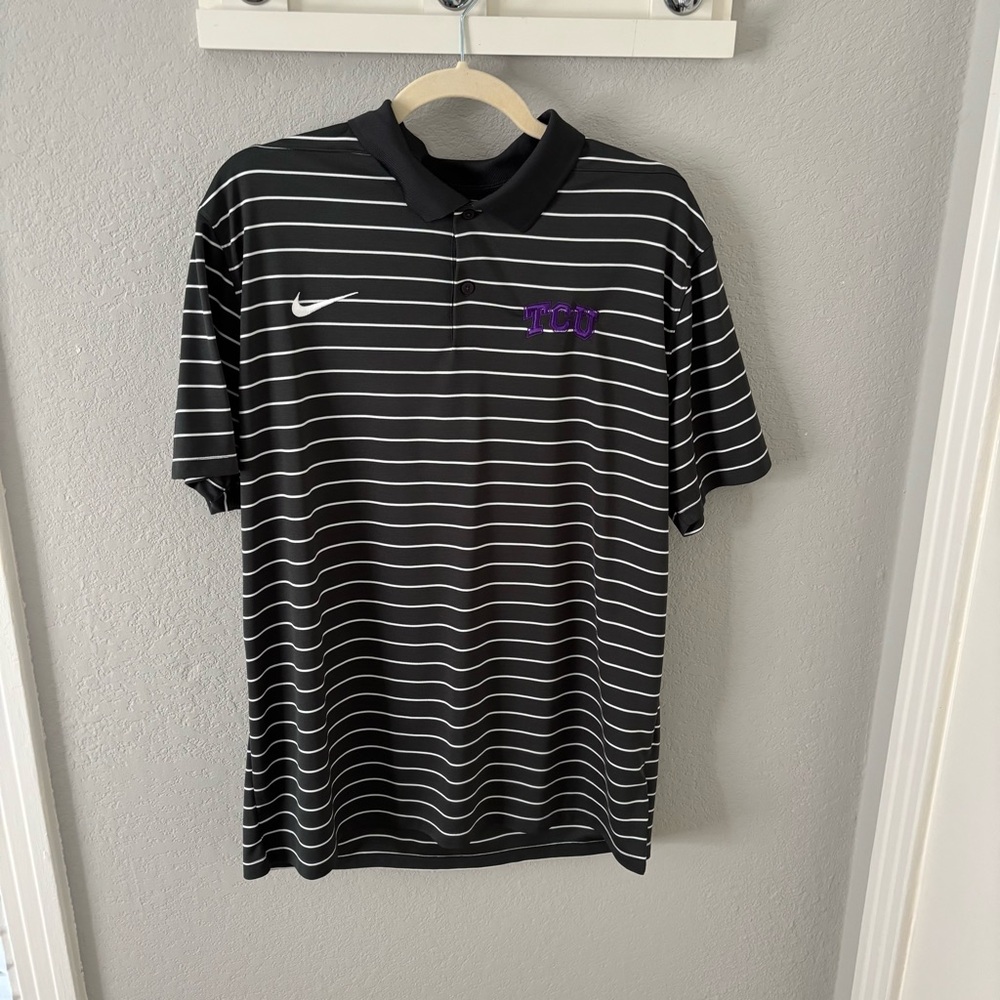 Men’s Nike Dri-fit TCU Striped Golf Polo